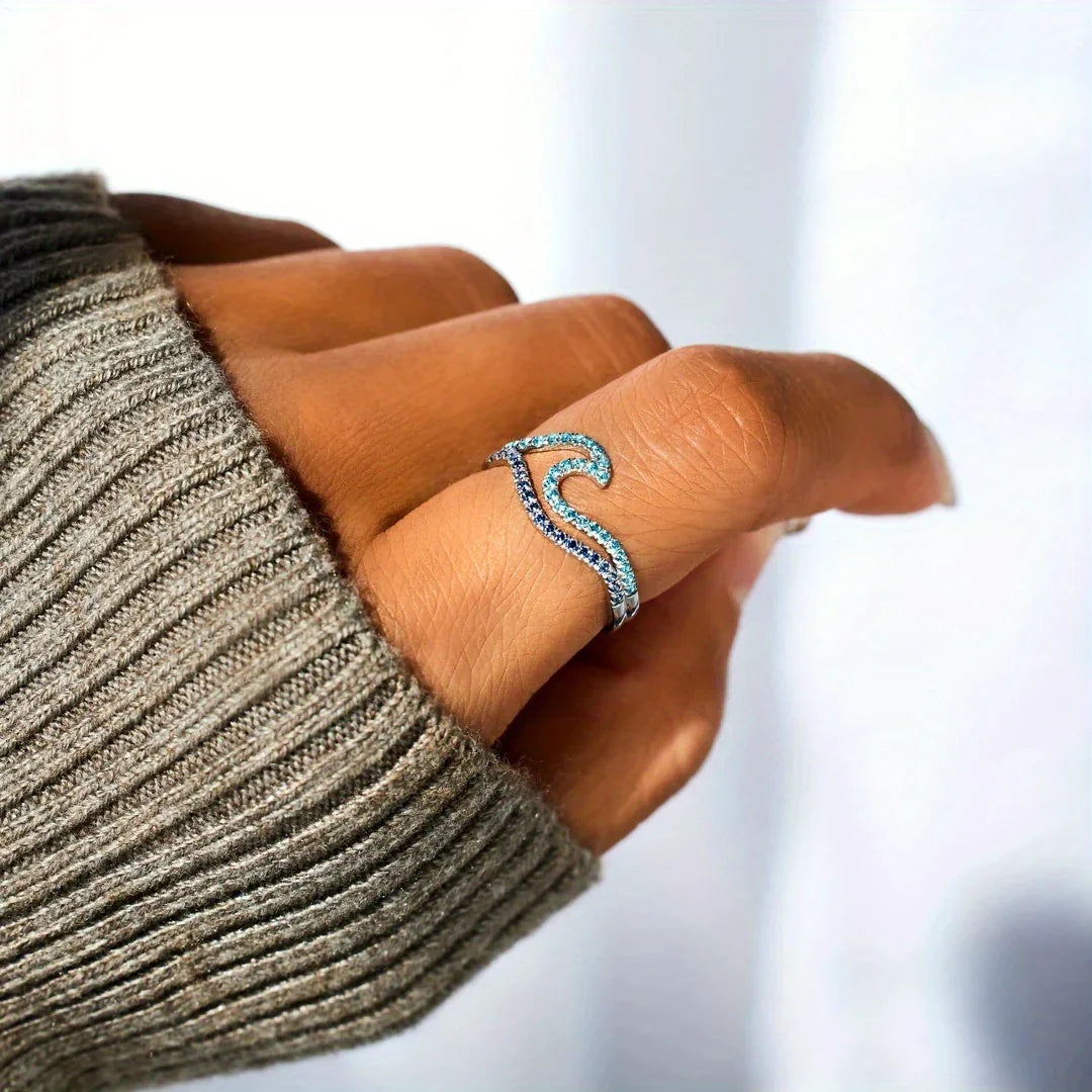 Shiny Ocean Wave Ring