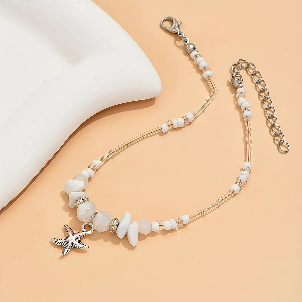 Irregular Bohemian Silver Star Anklet