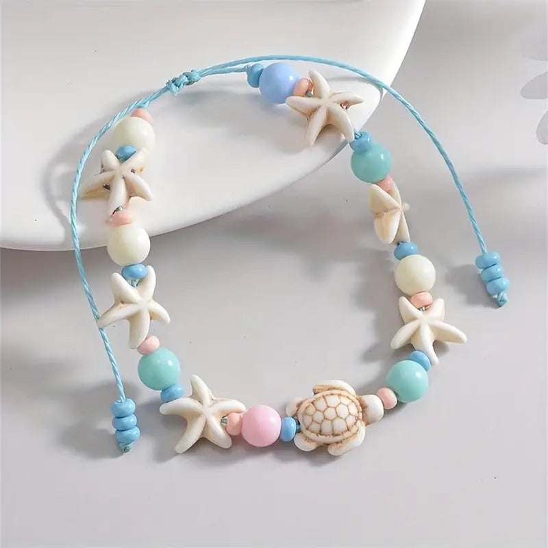 Ocean Infinity Anklet with Acrylic Bead Rope