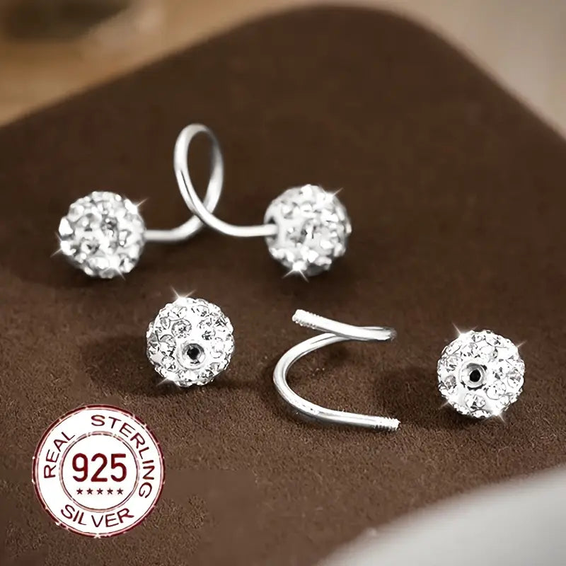 Super Shiny Double Head Spiral Zirconia Earrings