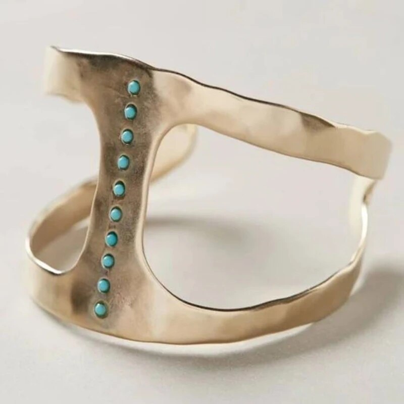 Vintage Open Ring with Inlaid Turquoise Stones