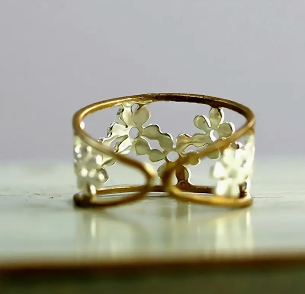 Exquisite Vintage Design Emmaille Blumenring Jewelry