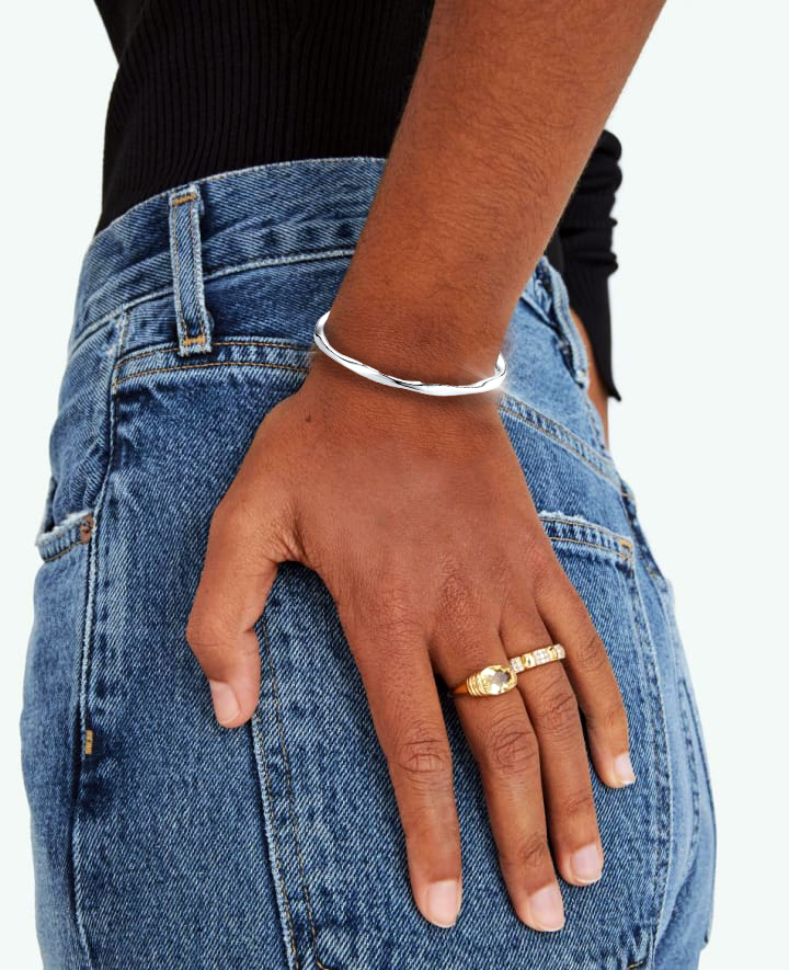 Thick Adjustable Irregular 925 Silver Bracelet