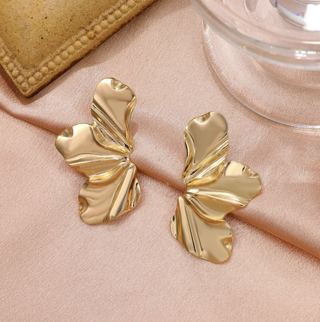 18K Gold Plated Half Flower Earrings
