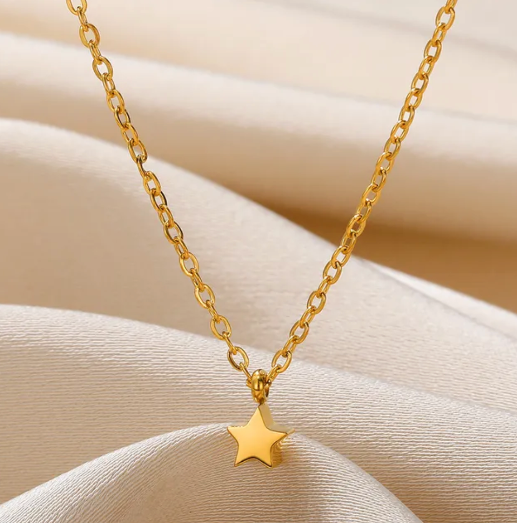 18K Gold Plated Necklace with Very Small Solid Star
