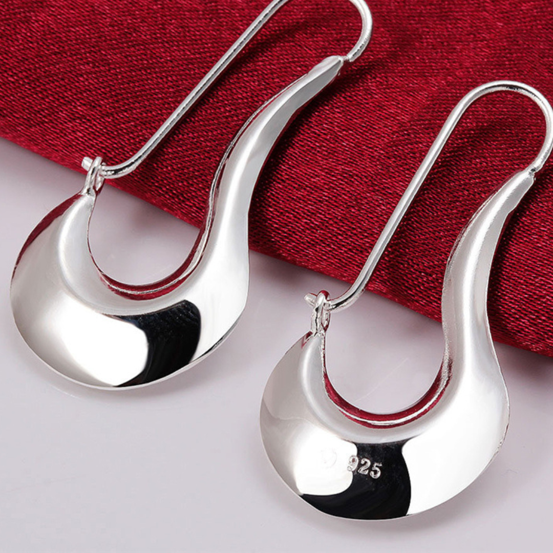 Polished 925 Silver Modernist Style Earrings
