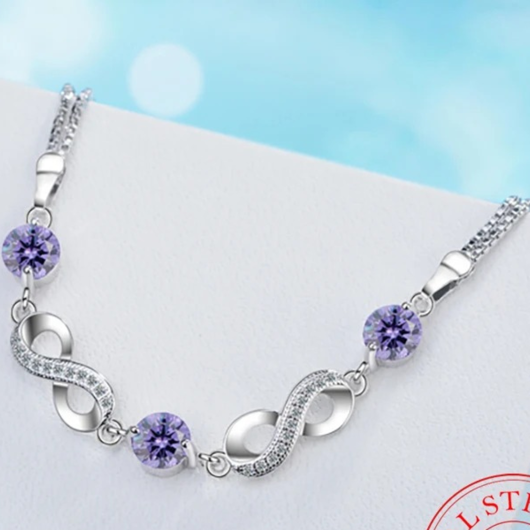 Thin 925 Silver Bracelet with Colored Zirconia Stones