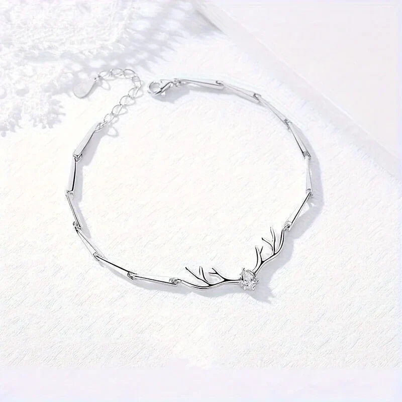 Deer Horn Heart Bracelet with Zircon