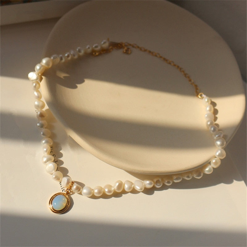 Moonstone Pearl Necklace
