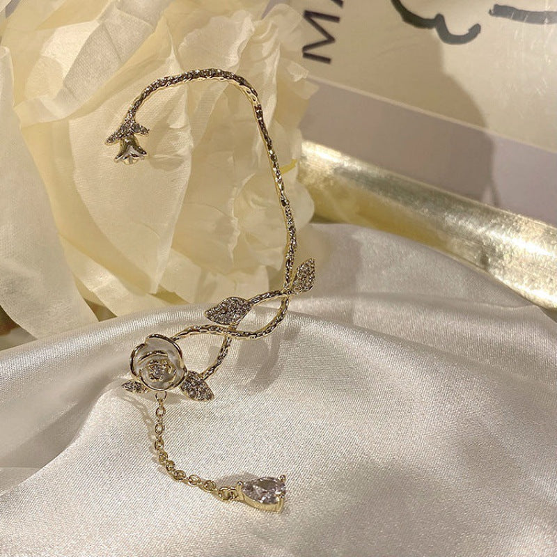 Floral Zirconia Hoop Earrings
