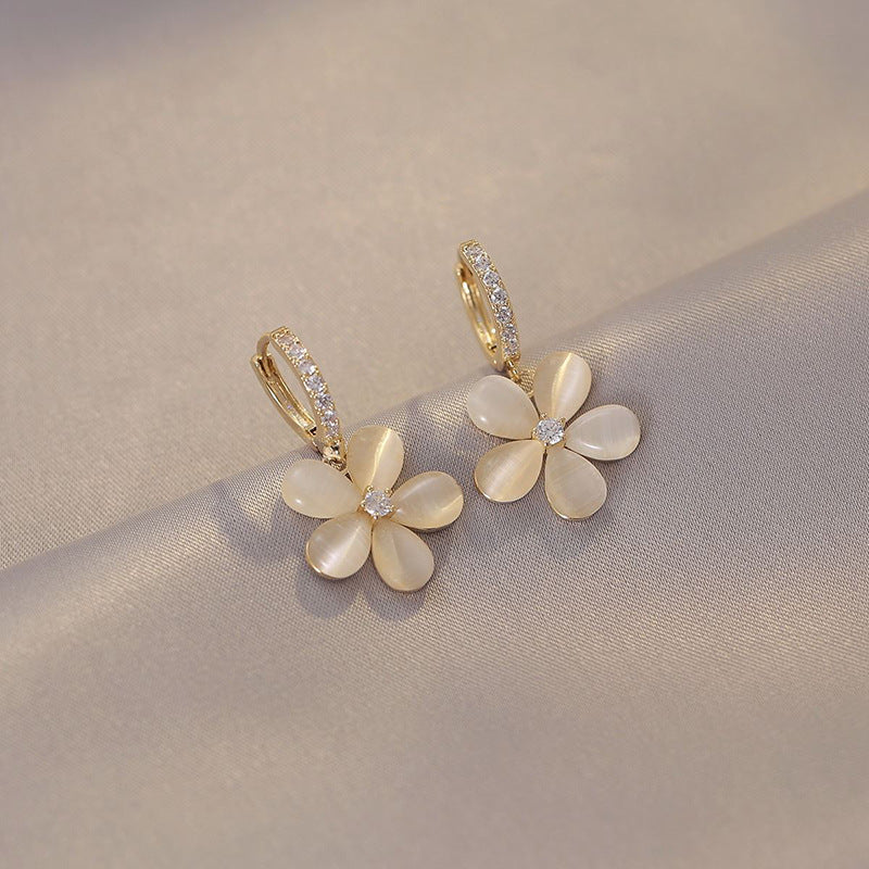 Pristine Petal Earrings with Opal