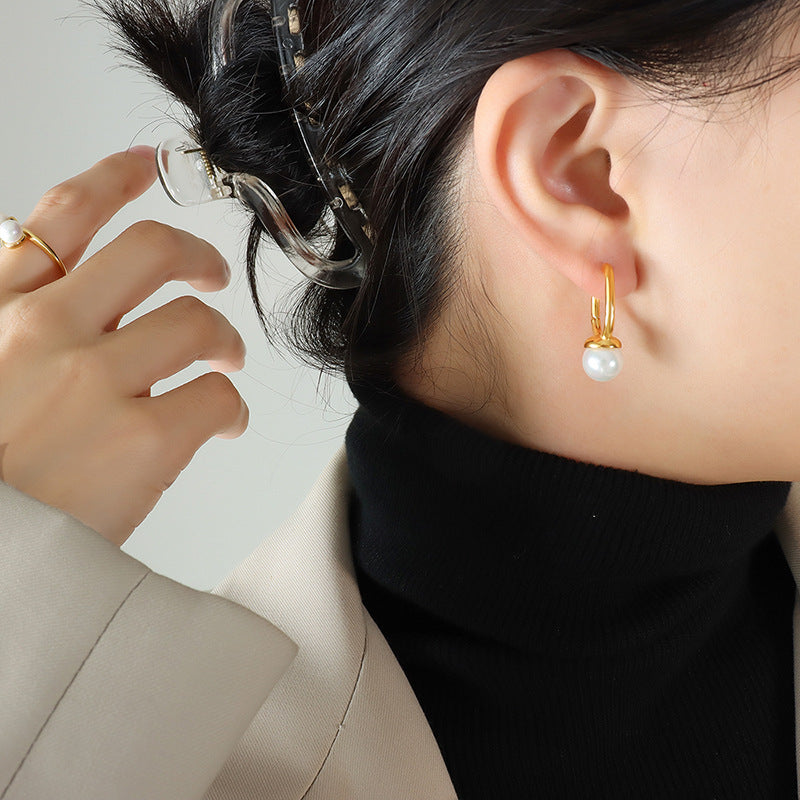 Geometric Pearl Veers Earrings
