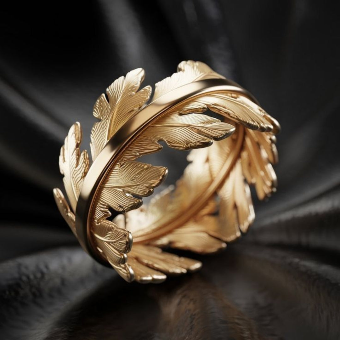 Gold Exotic Leaf Ring