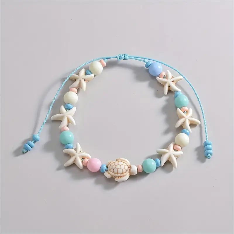 Ocean Infinity Anklet with Acrylic Bead Rope