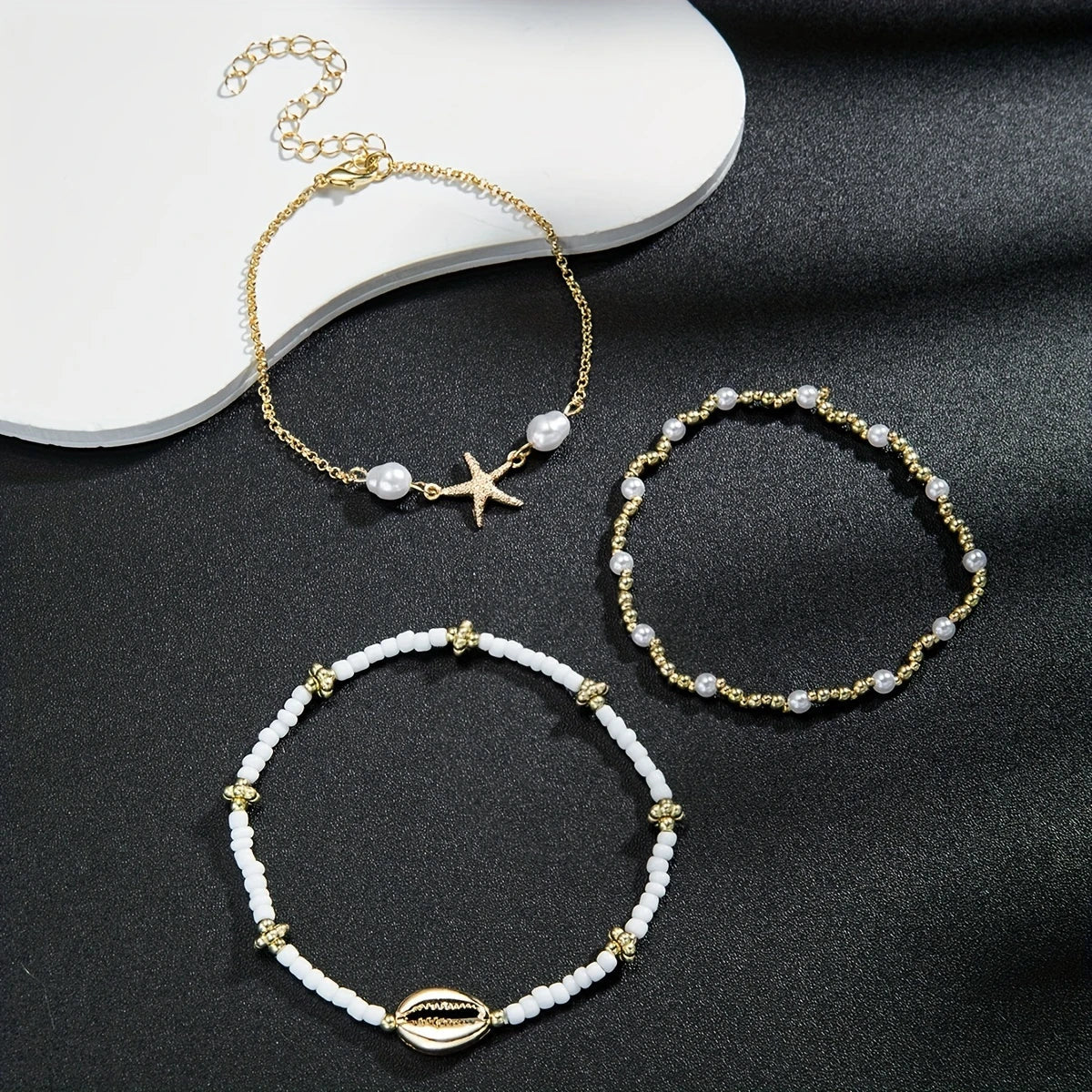 Waterproof 3-Piece Gold Star Anklet