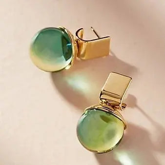 Vintage Green Crystal Earrings in Gold