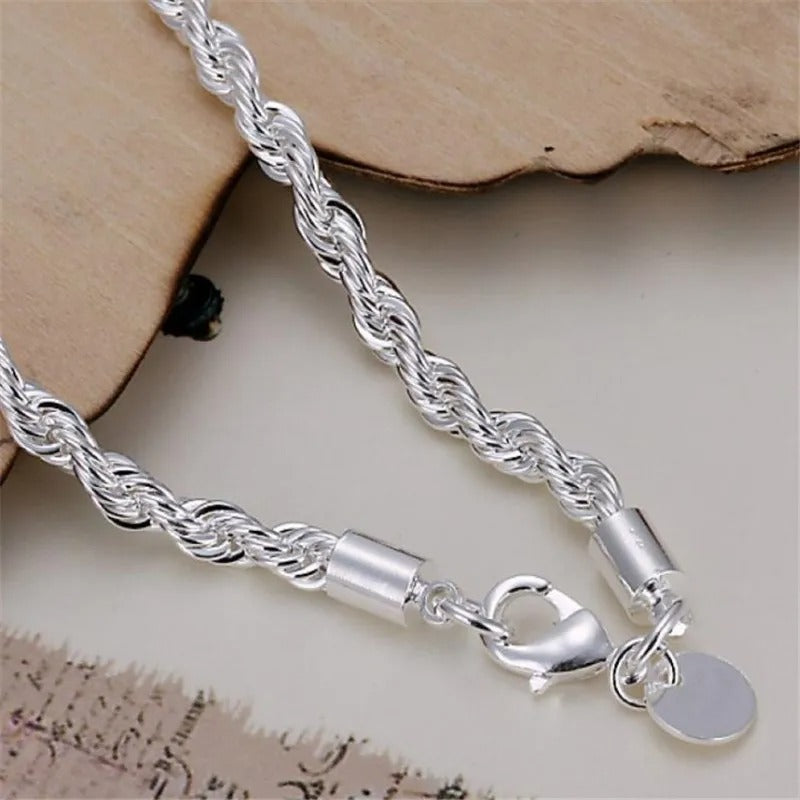 925 Silver Braided Rope Style Bracelet