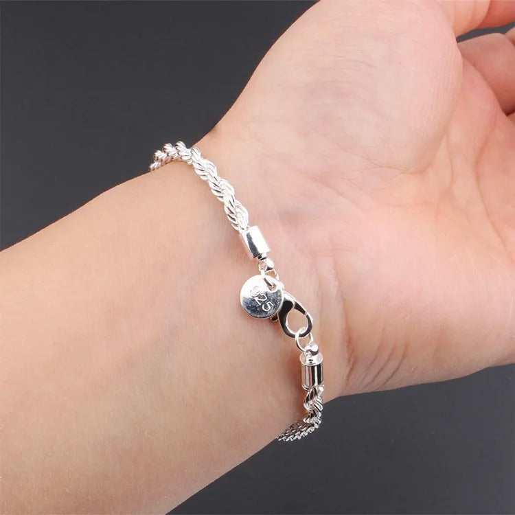 925 Silver Braided Rope Style Bracelet