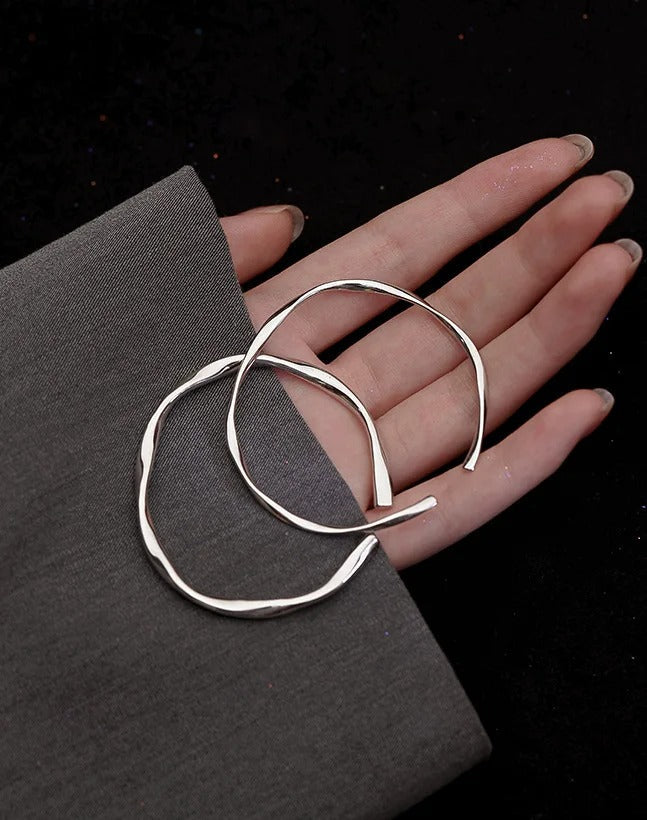 Thick Adjustable Irregular 925 Silver Bracelet