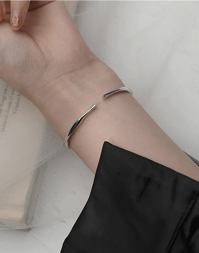 Thick Adjustable Irregular 925 Silver Bracelet