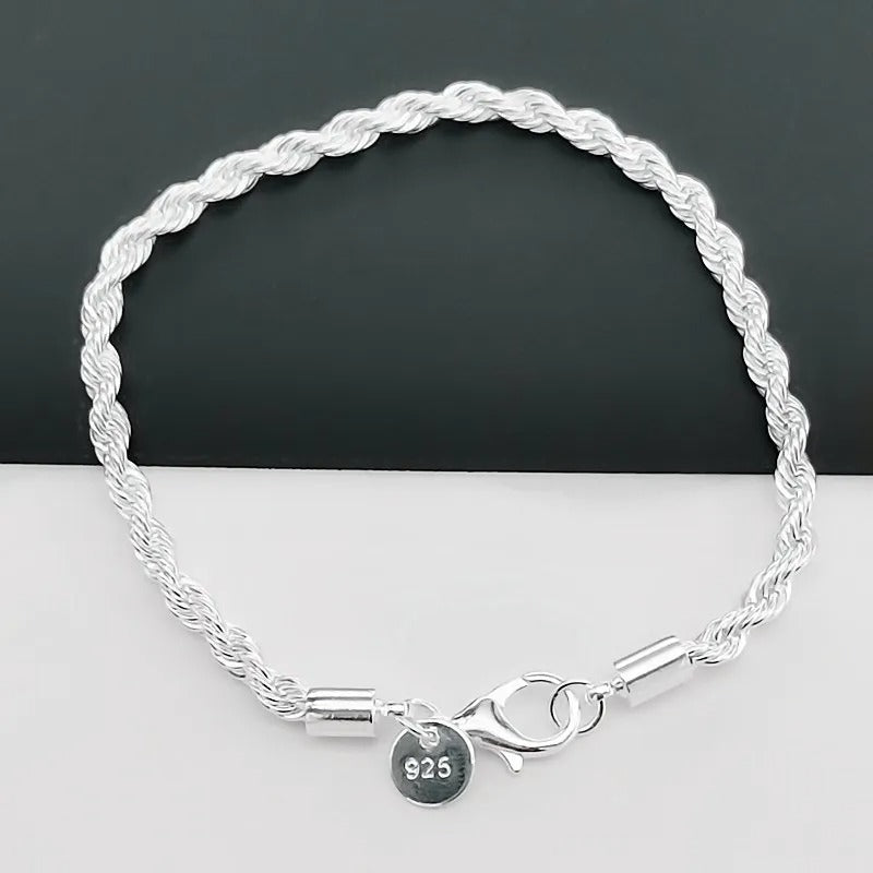 925 Silver Braided Rope Style Bracelet