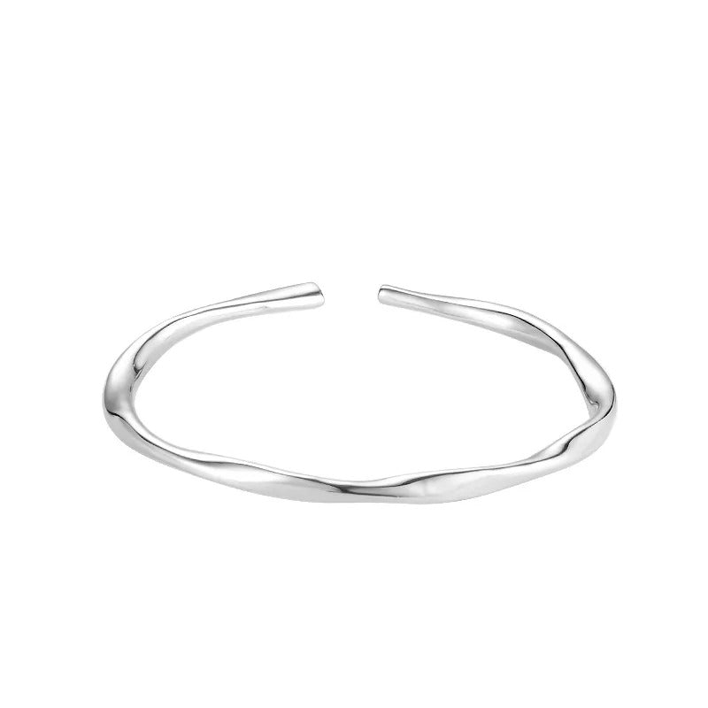 Thick Adjustable Irregular 925 Silver Bracelet