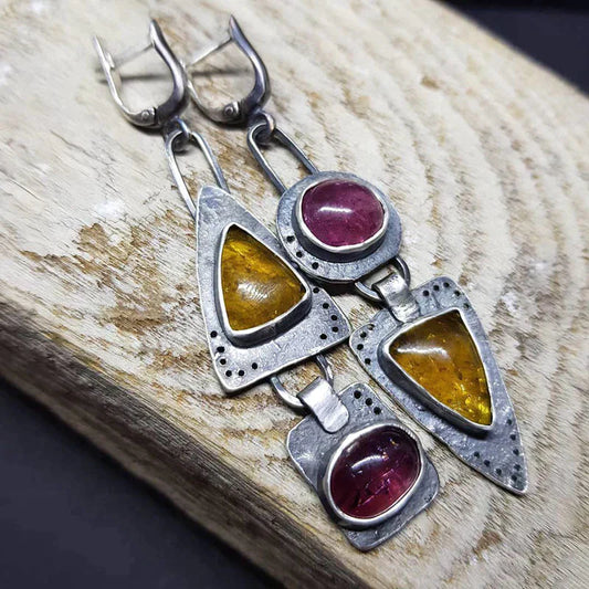 Vintage Geometric Triangular Earrings