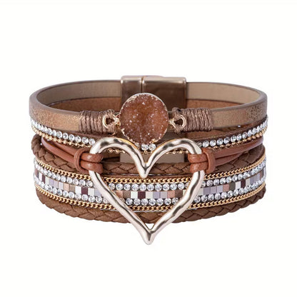 Boho Multi-Layer Gold Heart Bracelet