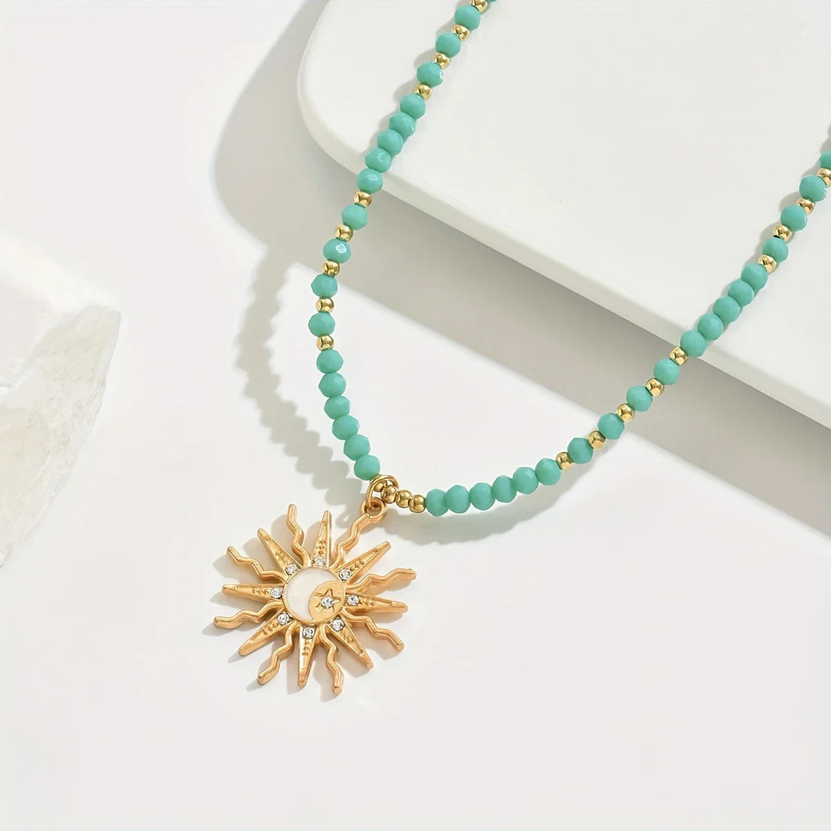 Waterproof Bohemian Style Gold Sun Necklace