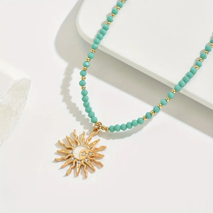 Waterproof Bohemian Style Gold Sun Necklace