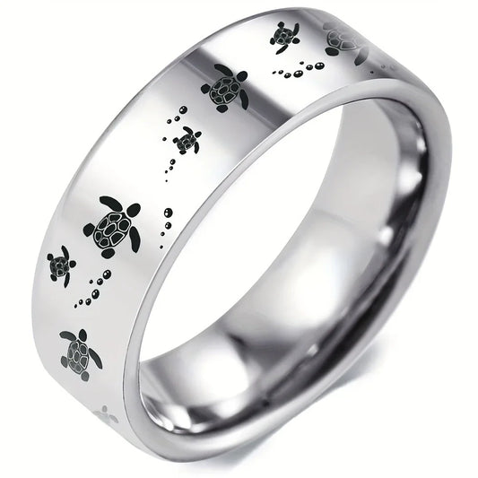 Elegant Sea Turtle Silver Ring