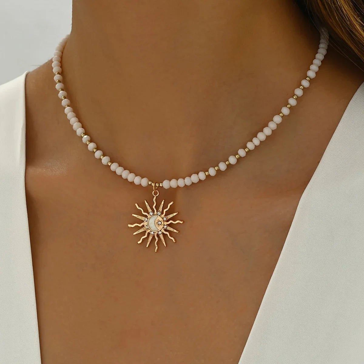 Waterproof Bohemian Style Gold Sun Necklace