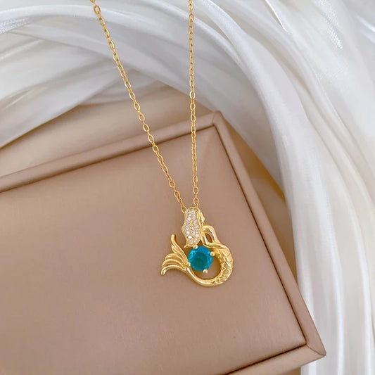 Mermaid Necklace with Blue Diamond