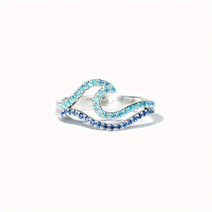 Shiny Ocean Wave Ring