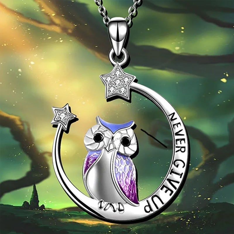 Lunar Owl Necklace - Never Give Up