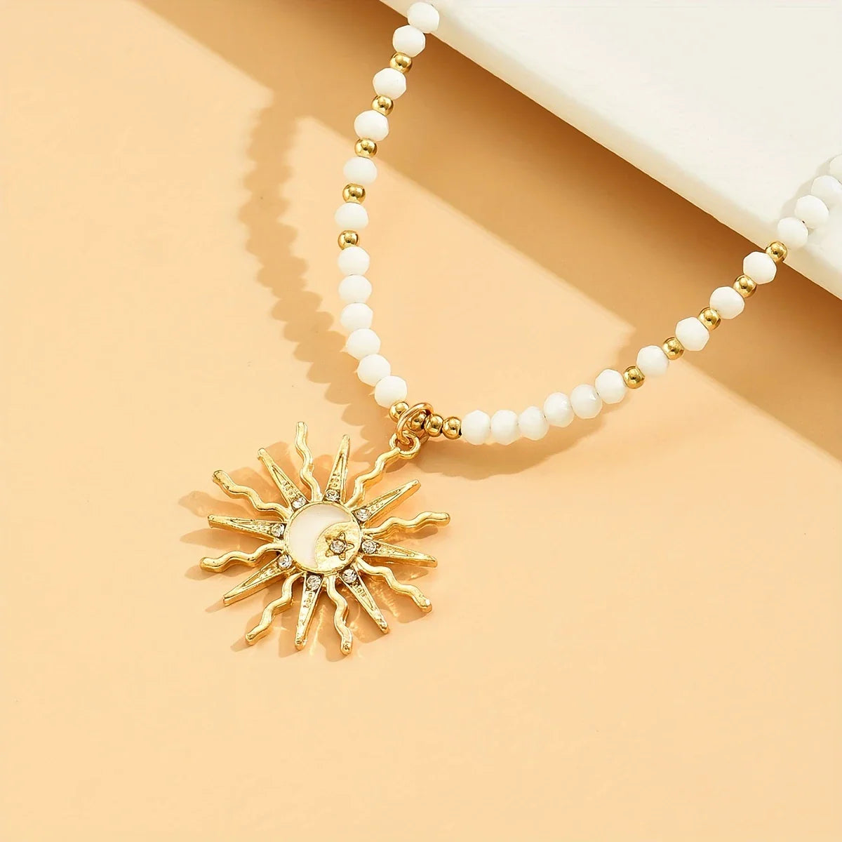 Waterproof Bohemian Style Gold Sun Necklace