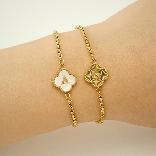 Custom Clover-Shaped Initial Bracelet