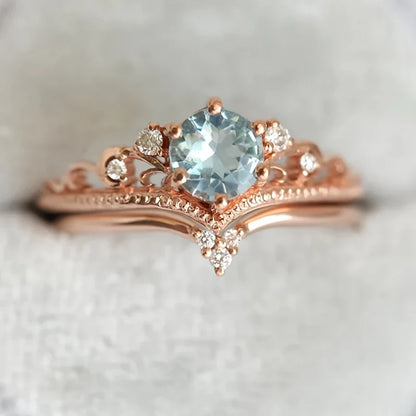 Blue Princess Gold Ring with Zirconia