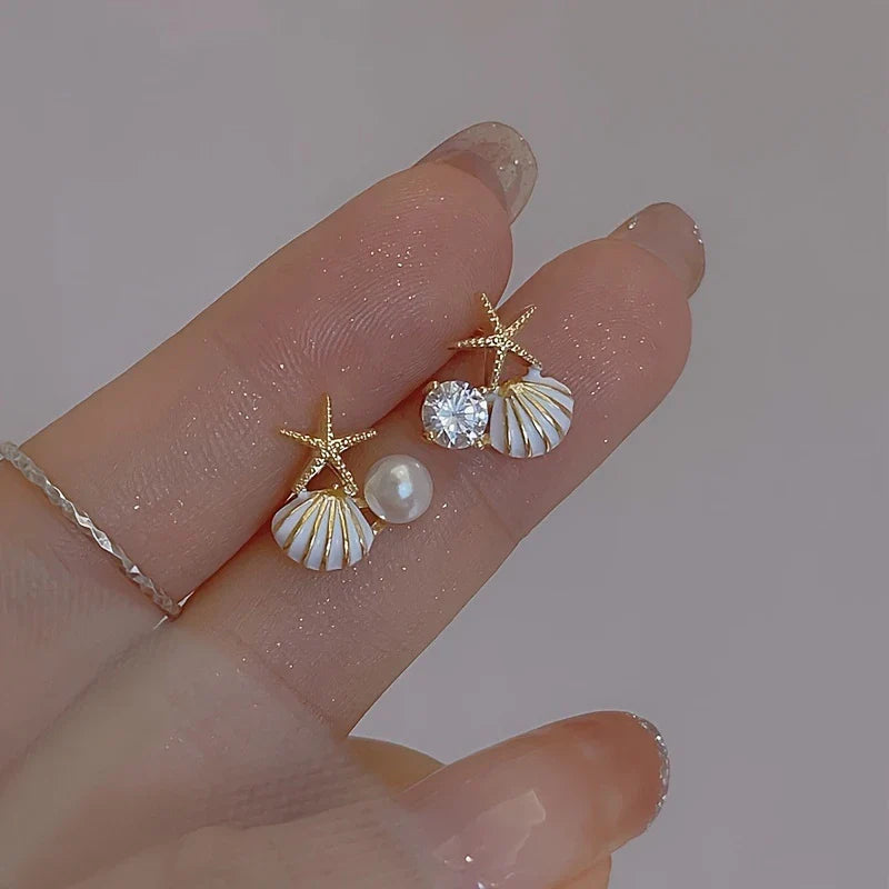 Waterproof Designer Starfish and Shell Earrings