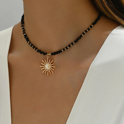 Waterproof Bohemian Style Gold Sun Necklace