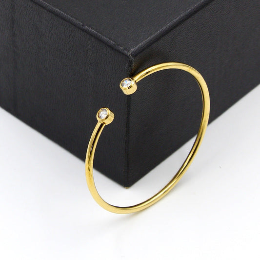 Open Gold Bracelet with Twin Crystals