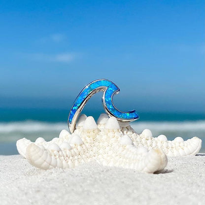 Ocean Wave Ring in Opal and Silver