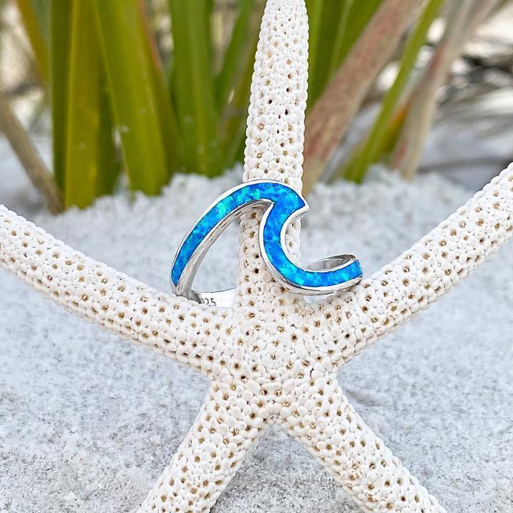 Ocean Wave Ring in Opal and Silver