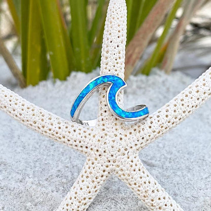 Ocean Wave Ring in Opal and Silver