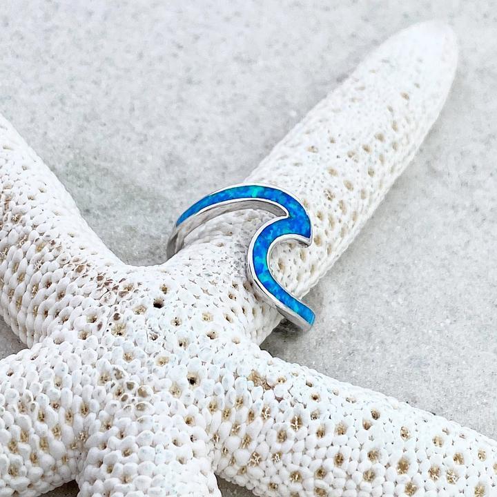 Ocean Wave Ring in Opal and Silver