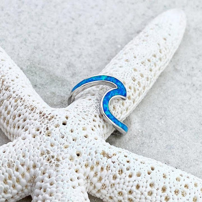 Ocean Wave Ring in Opal and Silver