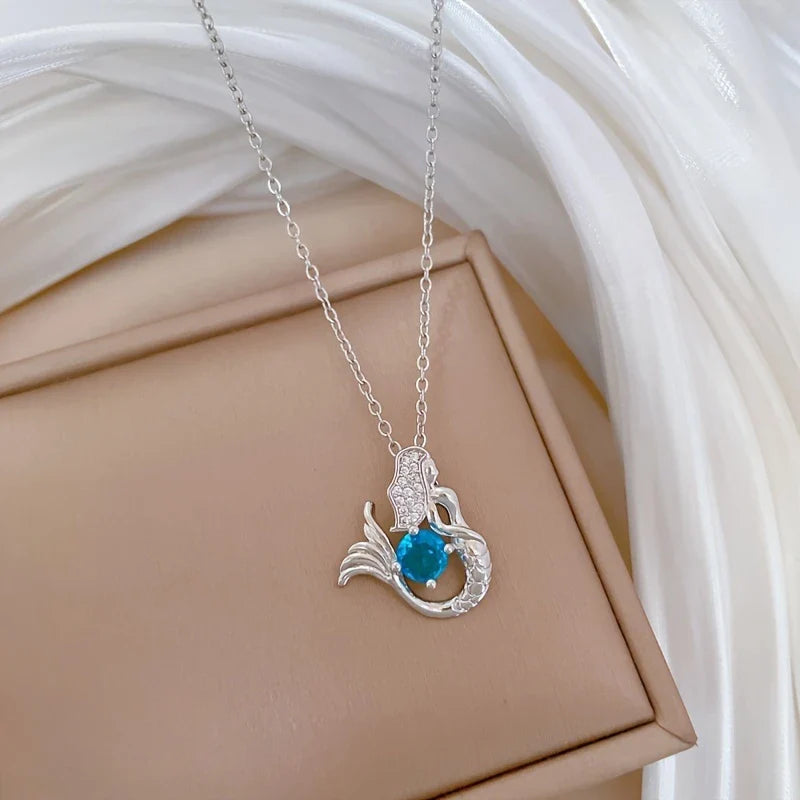 Mermaid Necklace with Blue Diamond