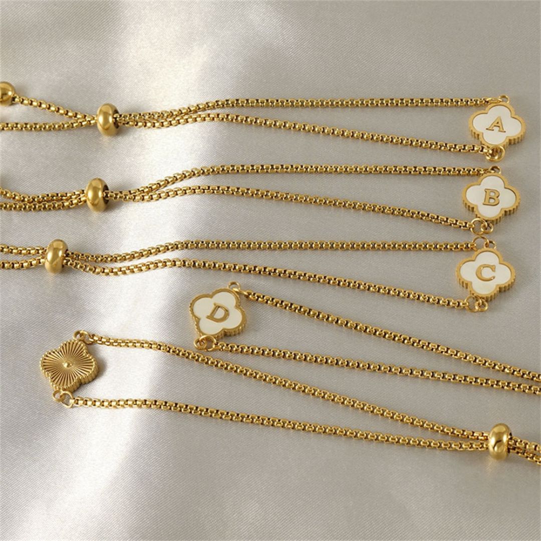 Custom Clover-Shaped Initial Bracelet