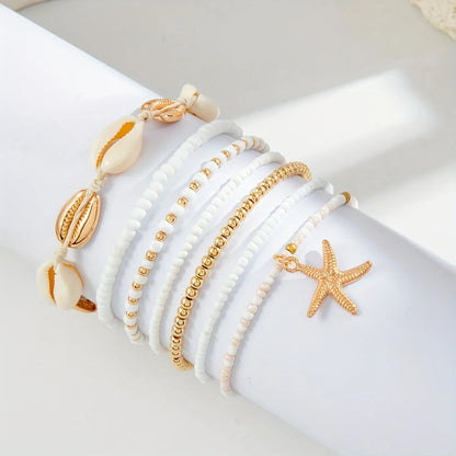 Set of 7 Elegant Summer Anklets