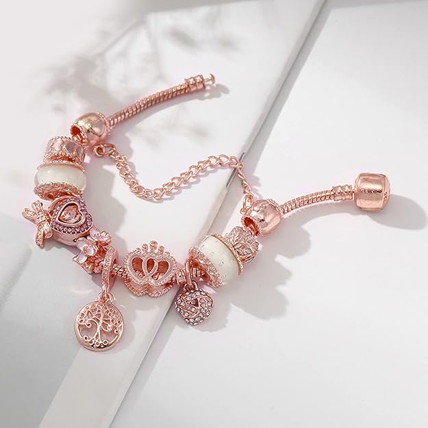 Rose Dreamcatcher Bracelet with Included Charms in Silver